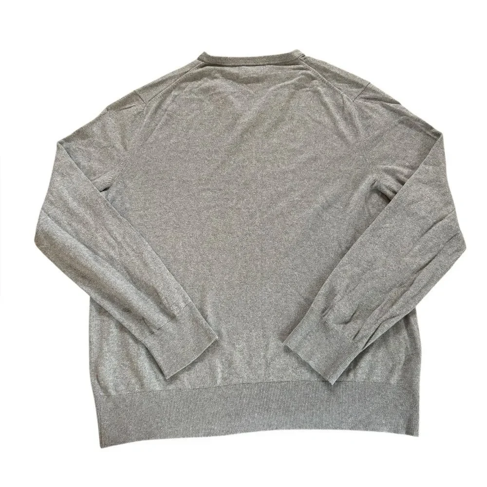Banana Republic Sweater Silk Cashmere Luxury Blend V Neck Office Mens Large Gray